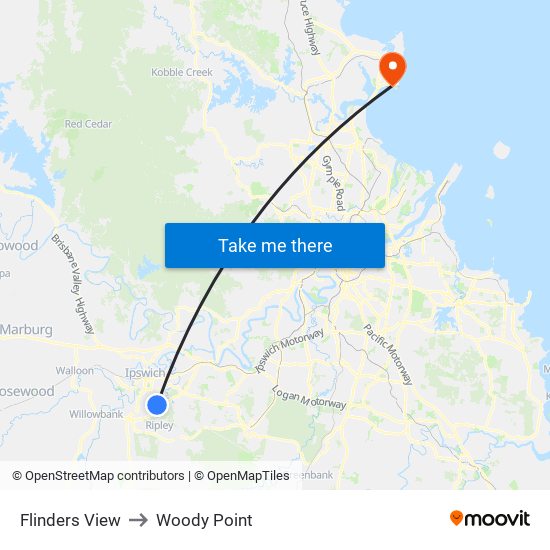 Flinders View to Woody Point map