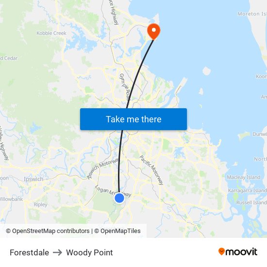 Forestdale to Woody Point map