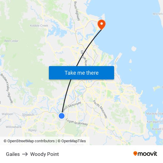 Gailes to Woody Point map