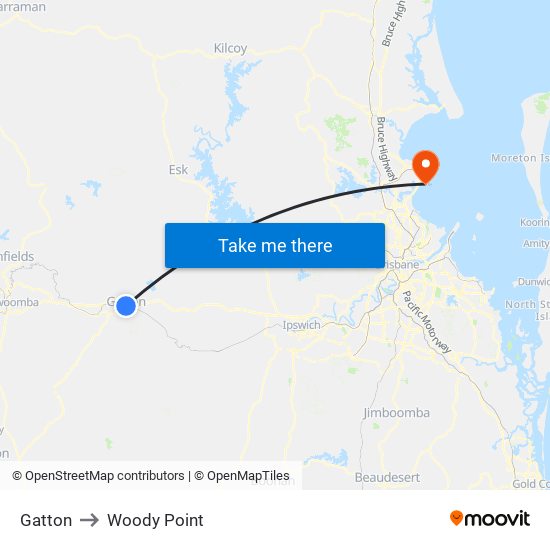 Gatton to Woody Point map