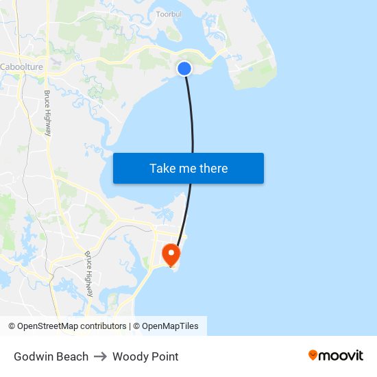 Godwin Beach to Woody Point map