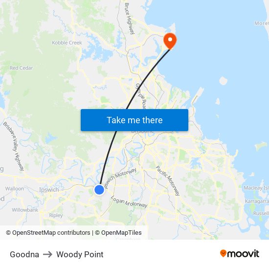 Goodna to Woody Point map