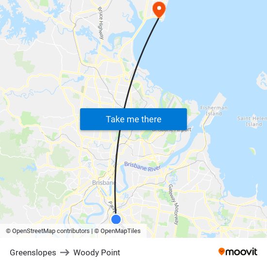 Greenslopes to Woody Point map