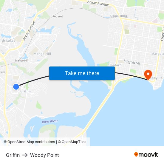Griffin to Woody Point map