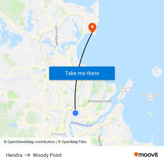 Hendra to Woody Point map