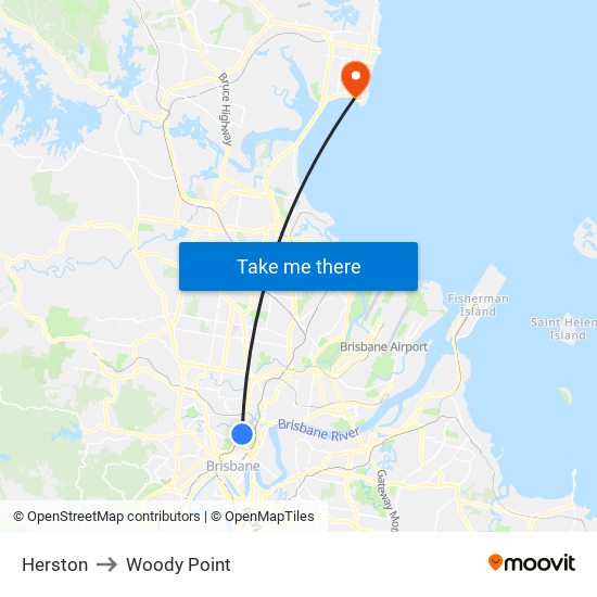 Herston to Woody Point map