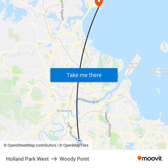 Holland Park West to Woody Point map