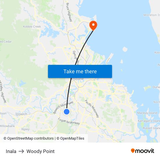 Inala to Woody Point map