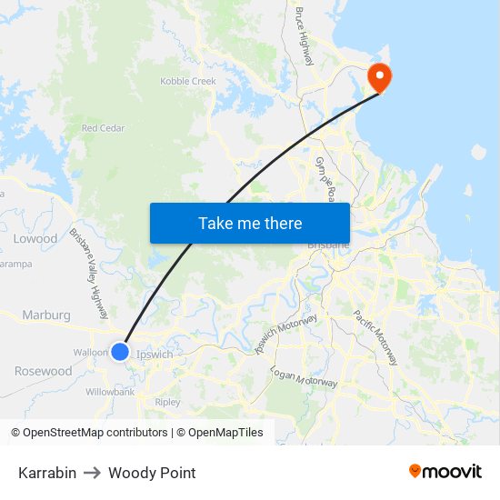 Karrabin to Woody Point map
