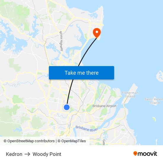 Kedron to Woody Point map