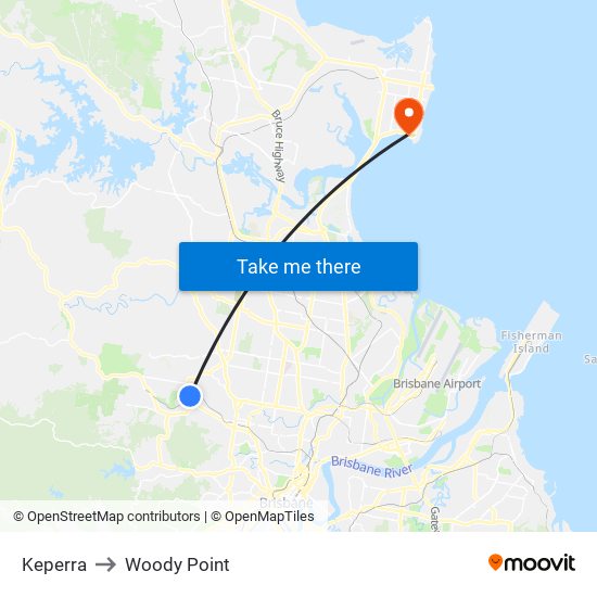 Keperra to Woody Point map
