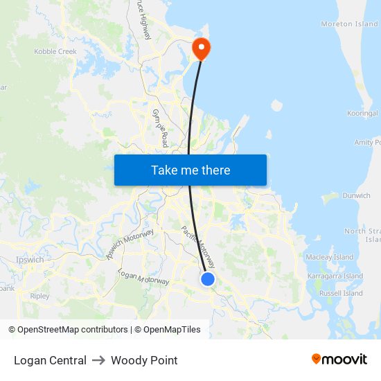 Logan Central to Woody Point map