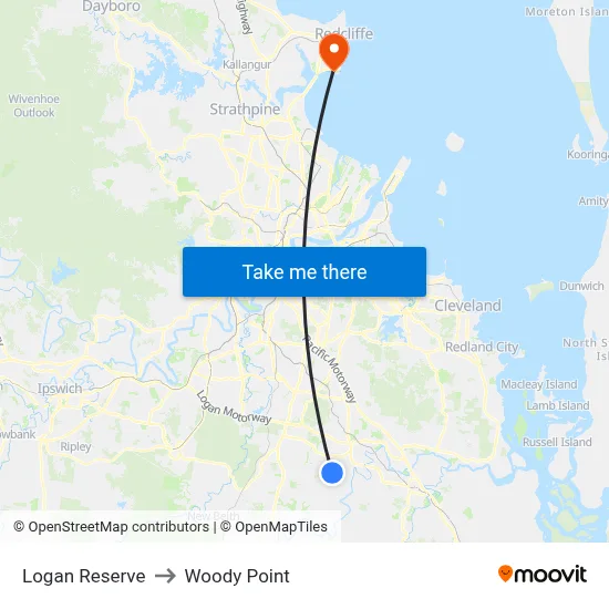 Logan Reserve to Woody Point map
