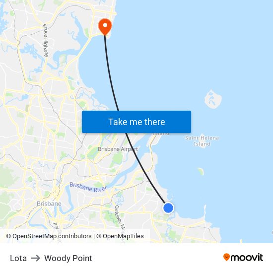 Lota to Woody Point map