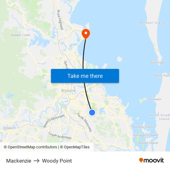 Mackenzie to Woody Point map