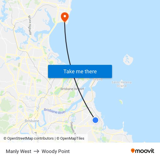 Manly West to Woody Point map
