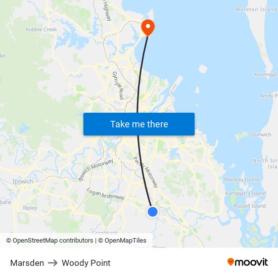 Marsden to Woody Point map