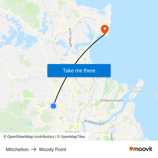 Mitchelton to Woody Point map