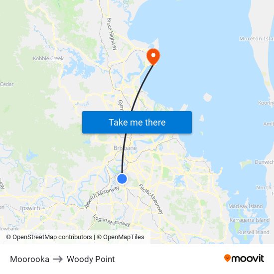Moorooka to Woody Point map