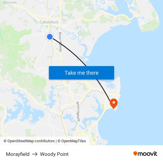 Morayfield to Woody Point map