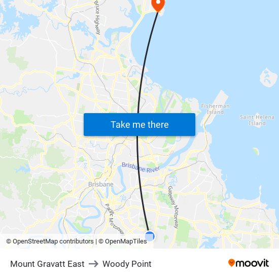 Mount Gravatt East to Woody Point map