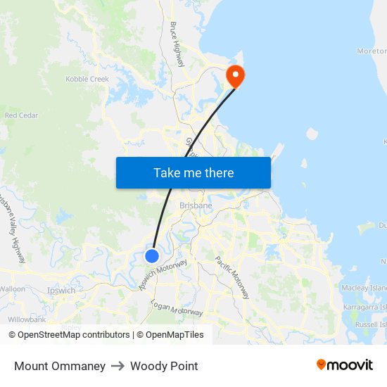 Mount Ommaney to Woody Point map