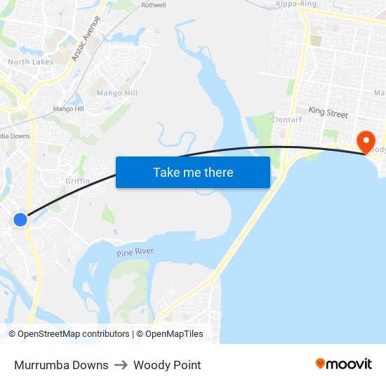 Murrumba Downs to Woody Point map