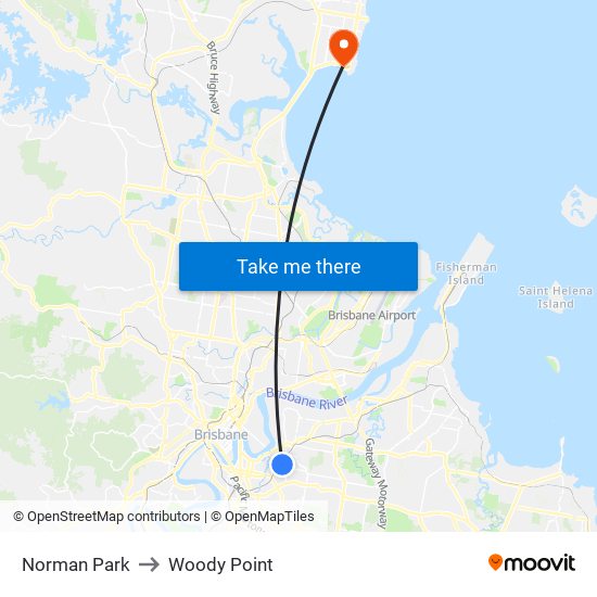 Norman Park to Woody Point map