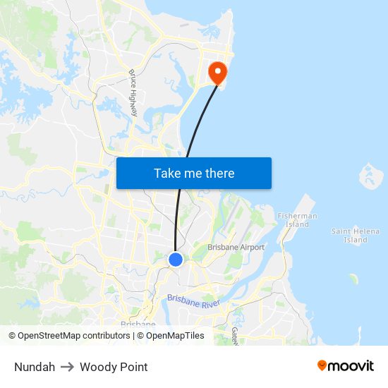 Nundah to Woody Point map