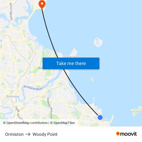Ormiston to Woody Point map