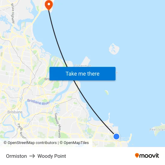 Ormiston to Woody Point map
