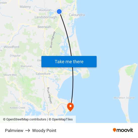 Palmview to Woody Point map
