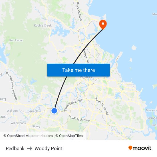 Redbank to Woody Point map