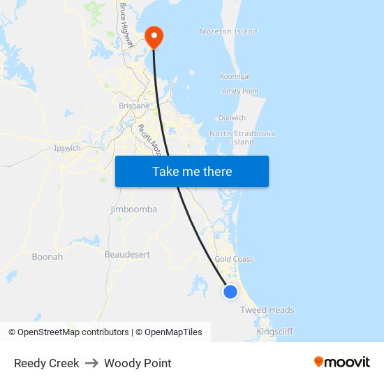 Reedy Creek to Woody Point map