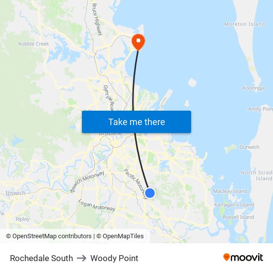 Rochedale South to Woody Point map