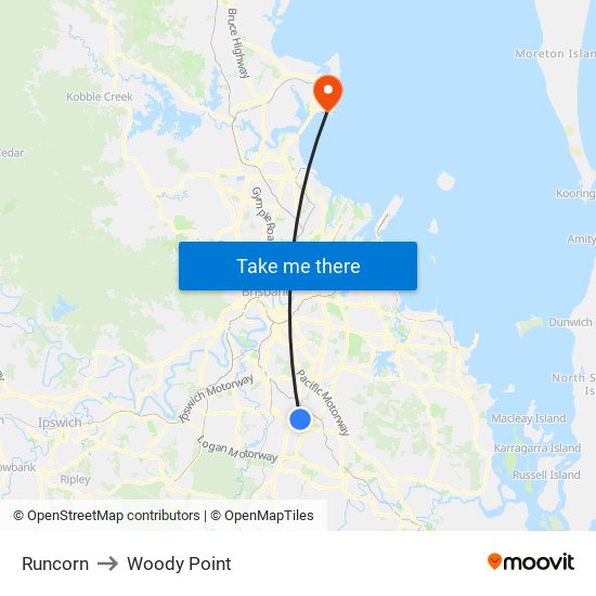 Runcorn to Woody Point map