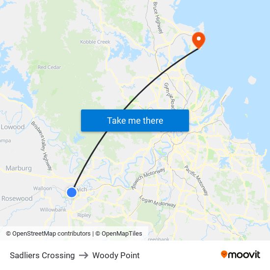 Sadliers Crossing to Woody Point map