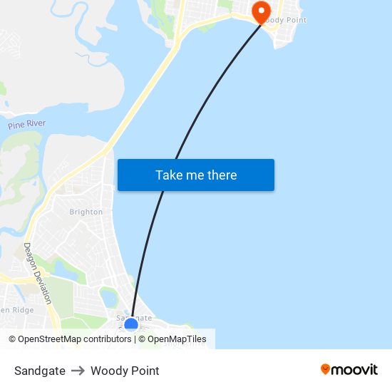 Sandgate to Woody Point map
