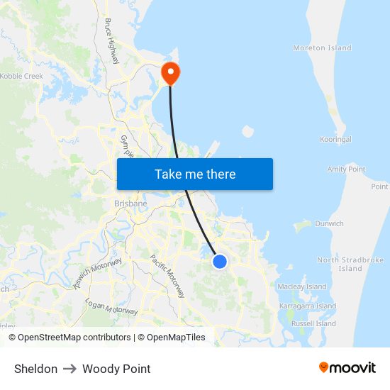 Sheldon to Woody Point map