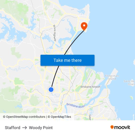 Stafford to Woody Point map