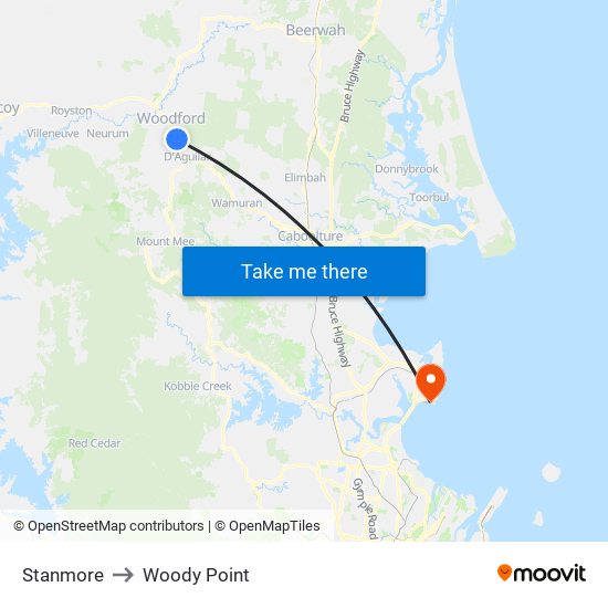 Stanmore to Woody Point map