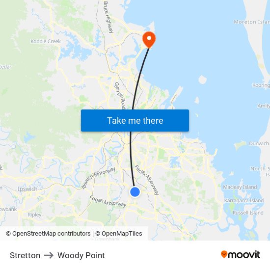 Stretton to Woody Point map