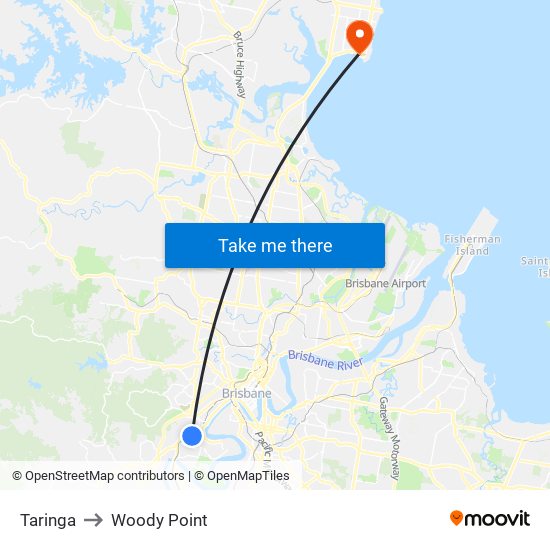 Taringa to Woody Point map