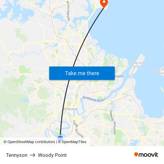 Tennyson to Woody Point map
