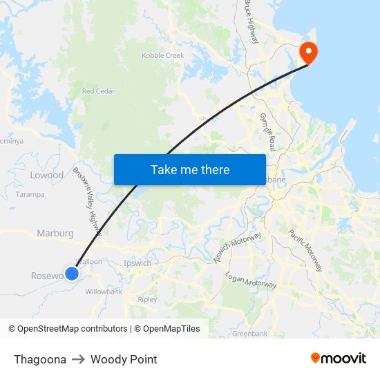 Thagoona to Woody Point map