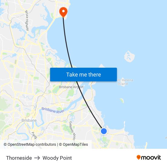 Thorneside to Woody Point map