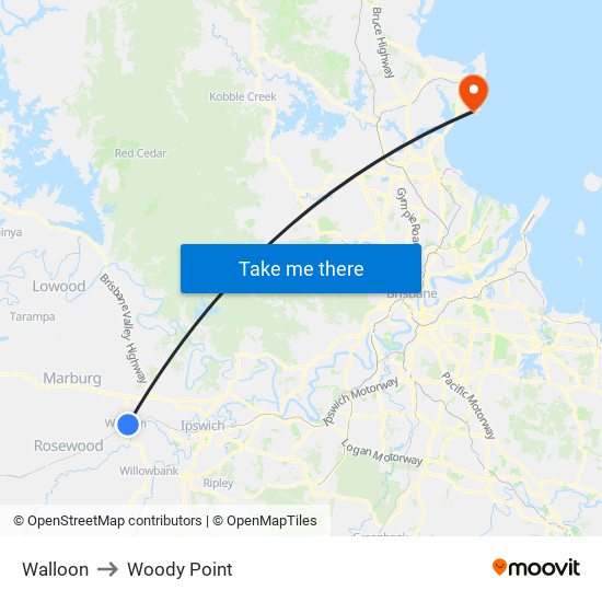 Walloon to Woody Point map