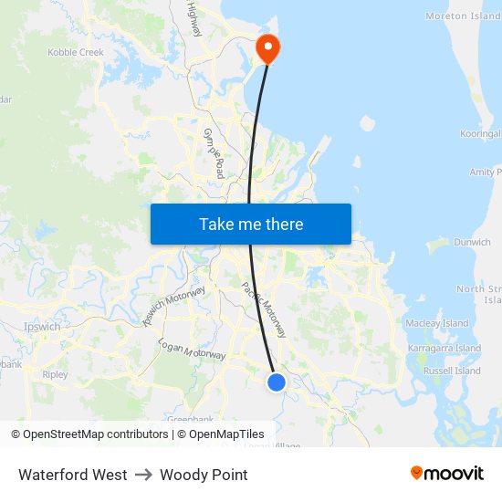 Waterford West to Woody Point map