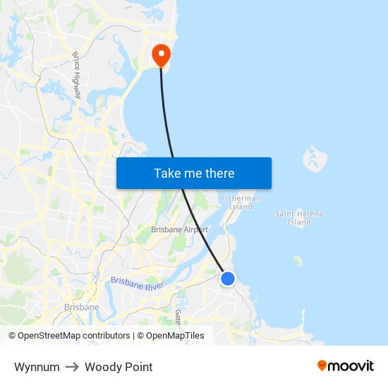Wynnum to Woody Point map