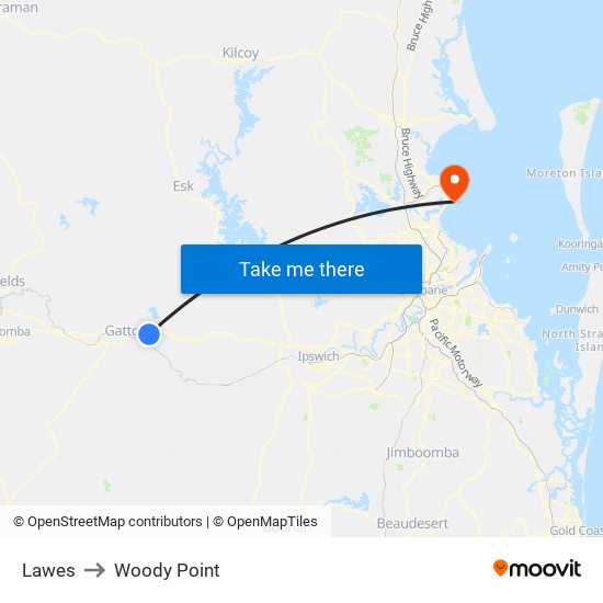 Lawes to Woody Point map